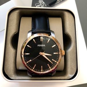 Fossil Black leather watch